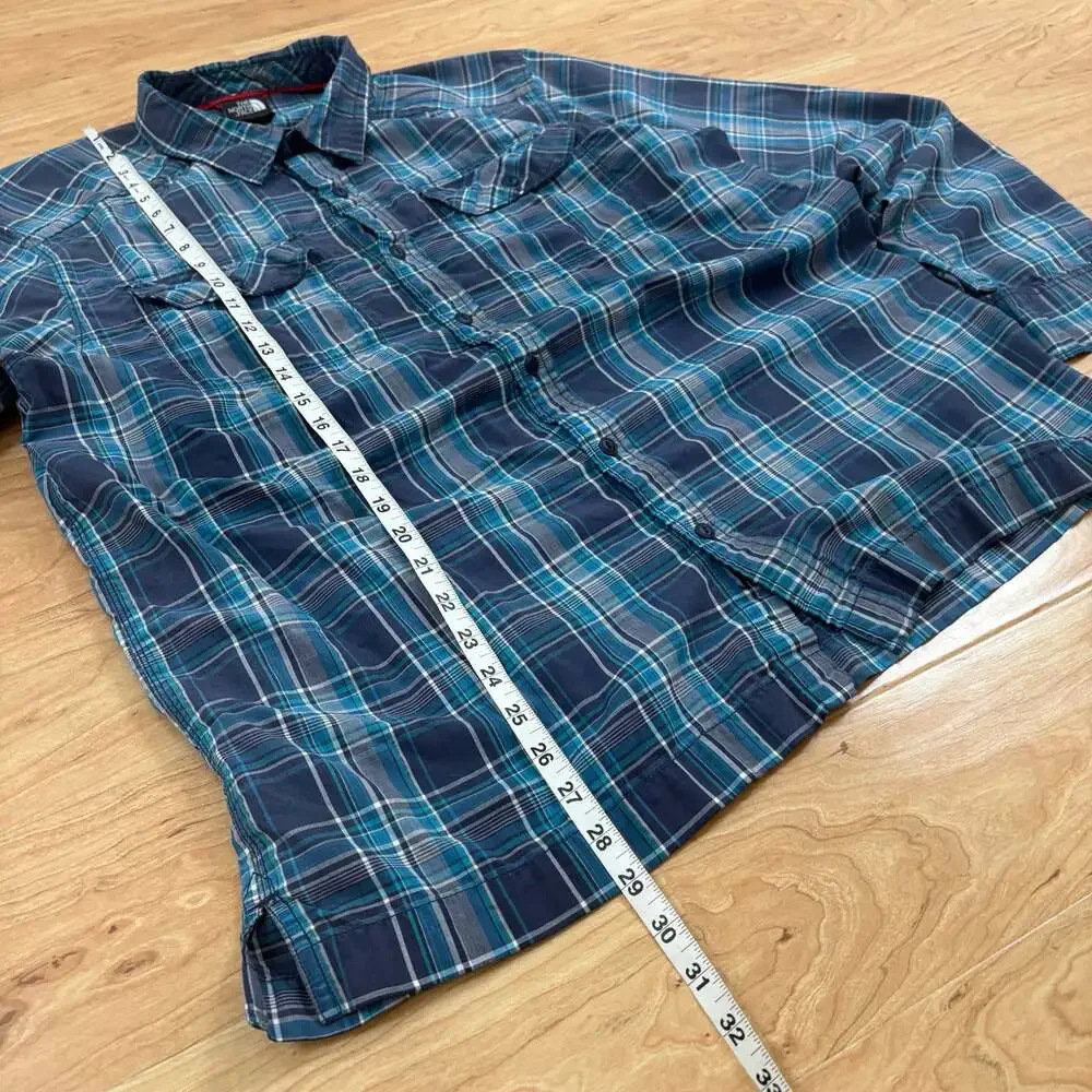 The North Face Men's Blue Plaid Long Sleeve Button-Up Shirt Size XL